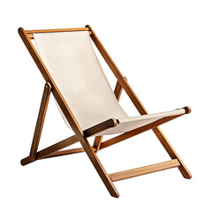 Elegant Minimalist Reclining Wooden Beach Chair Isolated on Transparent Background