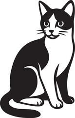 Sitting cat black silhouette, calm feline design