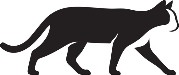 Walking cat silhouette design, feline in motion vector