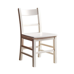 Simple white wooden chair isolated on transparent background