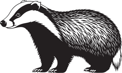 Asian Badger vector silhouette on white background