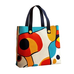 Trendy Canvas Bag with a Bold Abstract Pattern Isolated on Transparent Background