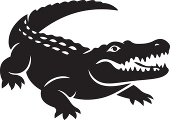 Alligator silhouette illustration, reptile in black design