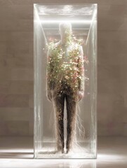 Floral Mannequin Glass Cube Exhibition Display