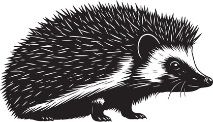 Bare-bellied Hedgehog vector silhouette on white background