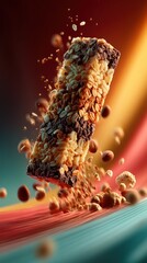 Flying Granola Bar, Nuts, Studio Shot, Advertising