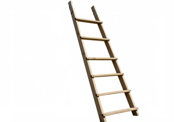 Rustic wooden ladder isolated on white background