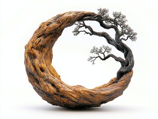 Twisted tree circle sculpture, bare branches
