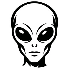 Simple Black Outline Alien Head Icon