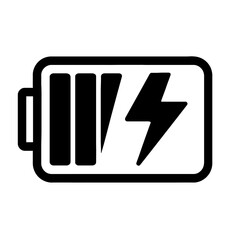 Simple Black Outline Battery Charging Icon