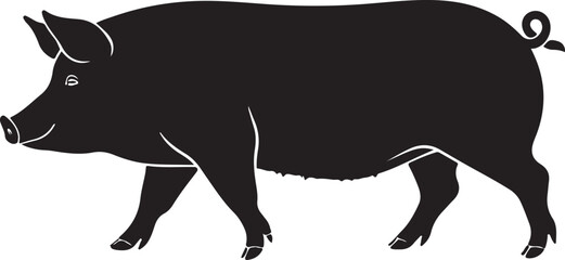 Berkshire Pig vector silhouette on white background