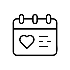Calendar with heart symbol for wedding schedule planning  