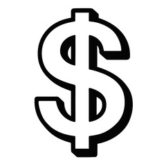 Simple Black and White Dollar Sign Icon