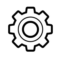 Simple Black and White Settings Outline Icon for Configuration and Tools