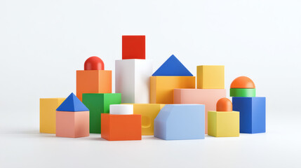 Obraz premium A vibrant and playful arrangement of colorful geometric shapes creating a modern composition.