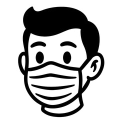 Man Wearing Face Mask Icon for Health and Safety