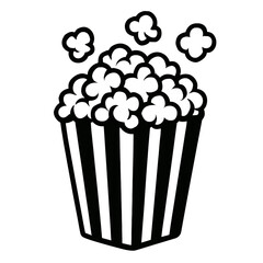 Simple Black and White Popcorn Bucket Icon