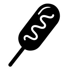 Simple Black and White Corn Dog Silhouette Icon