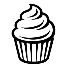 Simple Black Outline Cupcake Icon