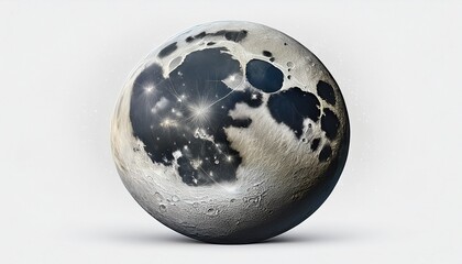 realistic moon rotating in space with white background