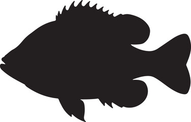 Bluegill fish vector silhouette on white background