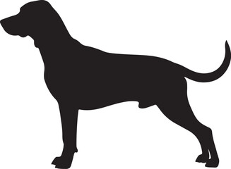 Bluetick Coonhound vector silhouette on white background