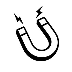 Simple Magnet Outline Icon for Attraction and Force