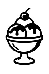 Ice Cream Sundae Outline Icon for Dessert and Sweets