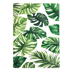 Tropical Beach Towel with Expansive Vibrant Leaf Print Isolated on Transparent Background