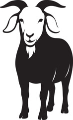 Goat silhouette black and white design, Simple goat figure animal outline