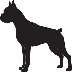 Boxer dog vector silhouette on white background