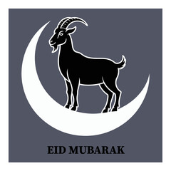 Goat Crescent Eid Greeting Card 