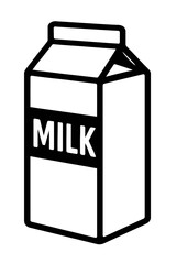 Simple Black Outline Milk Carton Icon for Dairy Products