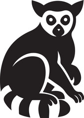 Lemur silhouette black and white, Simple lemur flat style animal shape