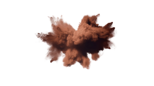 Abstract Brown Dust Explosion on Transparent Background