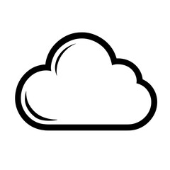 Minimalist Black Cloud Outline Symbol for Weather or Digital Concepts