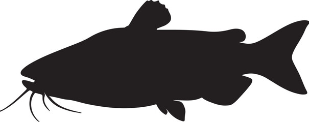 Bullhead Catfish side view vector silhouette on white background