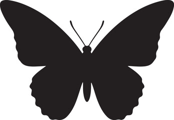Butterfly side view vector silhouette on white background