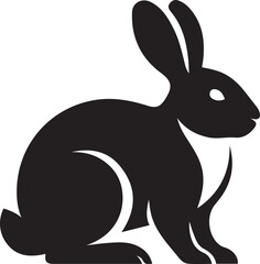 Rabbit silhouette black simple design, Minimal rabbit standing animal art