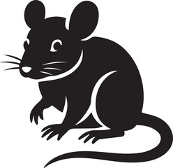 Mouse black and white silhouette, Rodent minimal animal drawing
