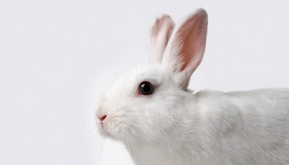 white rabbit portrait on white background
