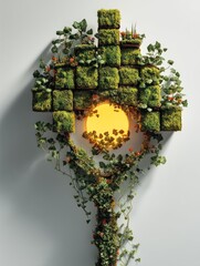 Mossy Cube Garden Wall Art, Studio Shot