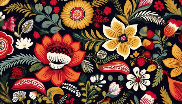 seamless polish wycinanki folk art pattern