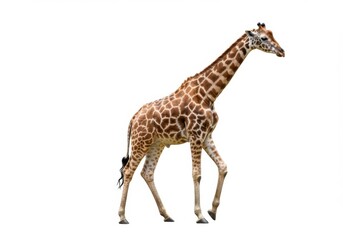 Naklejka premium Giraffe walking isolated on white background