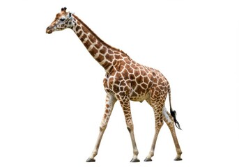 Naklejka premium Giraffe walking isolated on white background