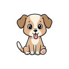 Light beige puppy sitting with floppy ears and cartoon smile