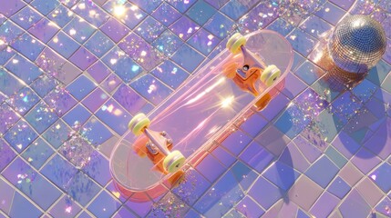 Pastel Skateboard Poolside Summer Party