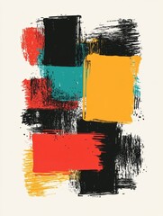Set of hand drawn colorful grunge brush strokes in rectangles and squares shapes