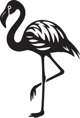 Elegant black and white flamingo silhouette, Flamingo in elegant pose minimal style