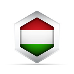 Hungary Flag in Hexagon Shape – 3D-Style Vector Icon with Red, White, and Green Tricolor